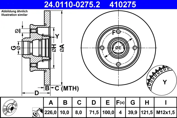 ATE 24.0110-0275.2 - Bremsscheibe Heißes Angebot