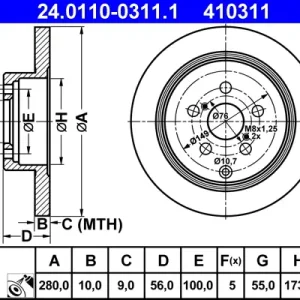 ATE 24.0110-0311.1 - Bremsscheibe Schnäppchen
