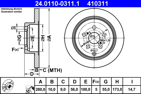 ATE 24.0110-0311.1 - Bremsscheibe Schnäppchen