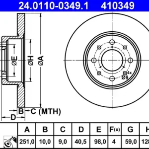 Preisknaller ATE 24.0110-0349.1 - Bremsscheibe