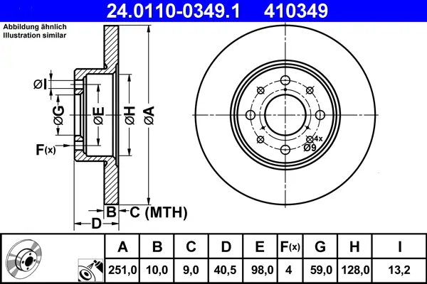 Preisknaller ATE 24.0110-0349.1 - Bremsscheibe