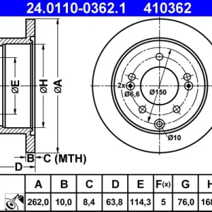 ATE 24.0110-0362.1 - Bremsscheibe Beliebt