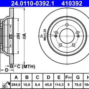 Zertifiziert ATE 24.0110-0392.1 - Bremsscheibe