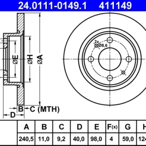 Top-Seller ATE 24.0111-0149.1 - Bremsscheibe