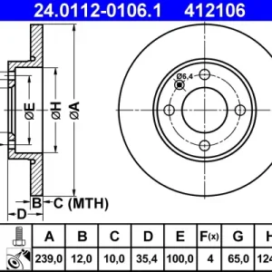 ATE 24.0112-0106.1 - Bremsscheibe Neu