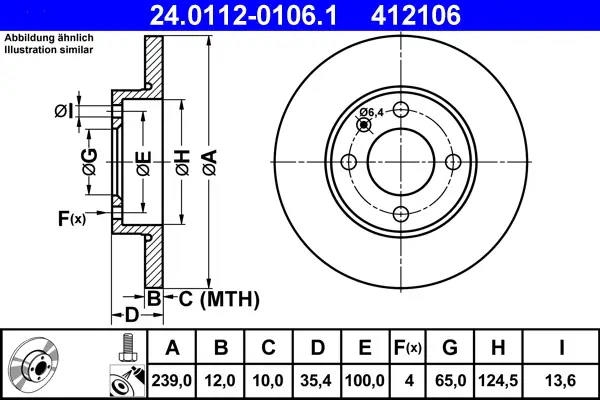 ATE 24.0112-0106.1 - Bremsscheibe Neu