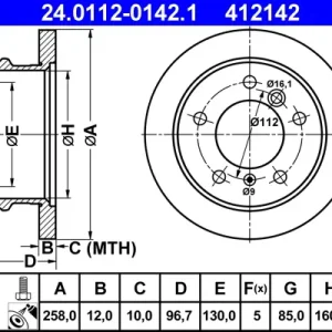 ATE 24.0112-0142.1 - Bremsscheibe Preisreduziert
