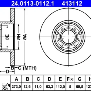 Preisreduziert ATE 24.0113-0112.1 - Bremsscheibe