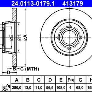 ATE 24.0113-0179.1 - Bremsscheibe Rabatt