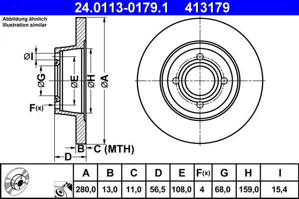 ATE 24.0113-0179.1 - Bremsscheibe Rabatt