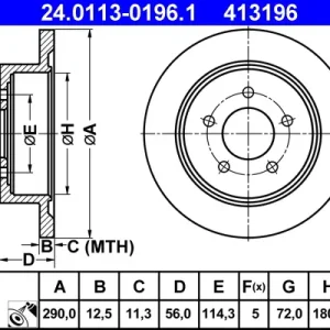 ATE 24.0113-0196.1 - Bremsscheibe Knallerangebot