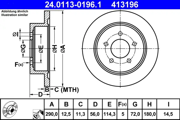 ATE 24.0113-0196.1 - Bremsscheibe Knallerangebot