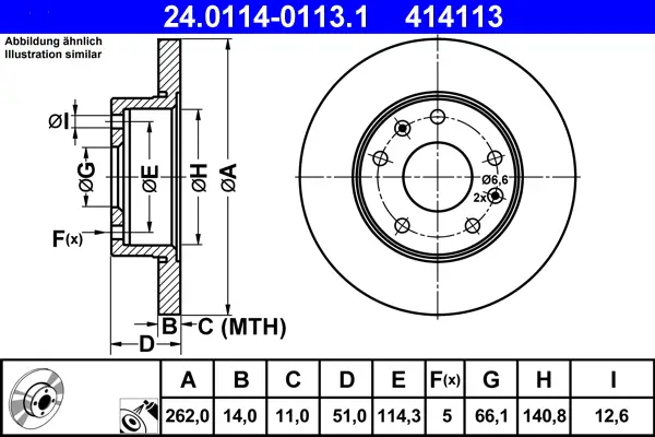 ATE 24.0114-0113.1 - Bremsscheibe Neu Im Sortiment