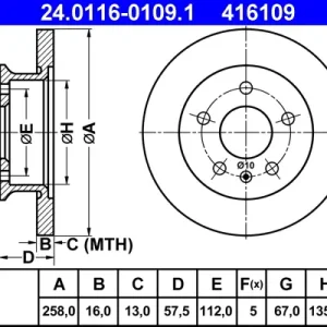 ATE 24.0116-0109.1 - Bremsscheibe Top-Seller