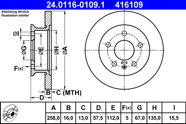 ATE 24.0116-0109.1 - Bremsscheibe Top-Seller