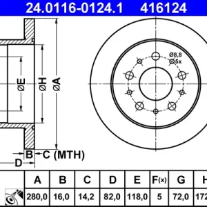 ATE 24.0116-0124.1 - Bremsscheibe Neue Ware