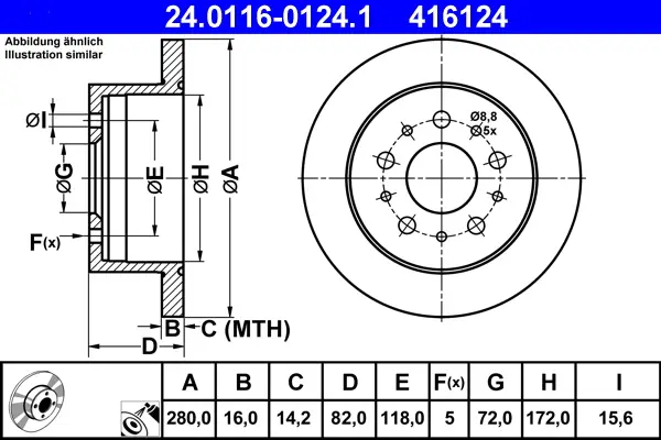ATE 24.0116-0124.1 - Bremsscheibe Neue Ware