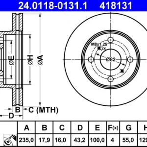 ATE 24.0118-0131.1 - Bremsscheibe Schneller Versand