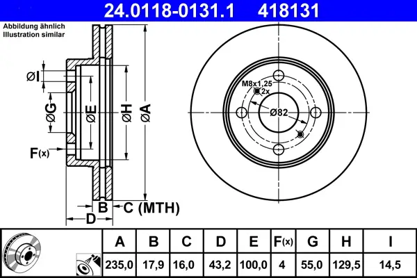 ATE 24.0118-0131.1 - Bremsscheibe Schneller Versand