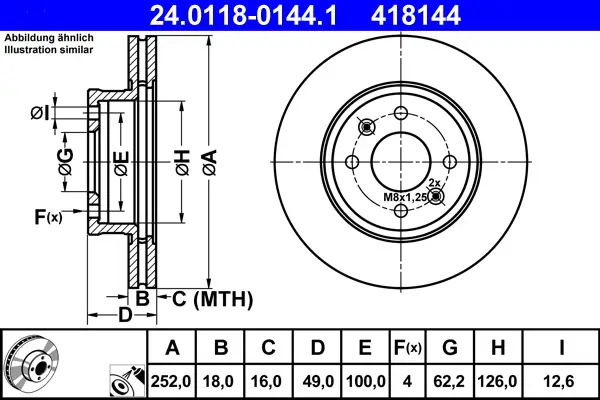 Echt ATE 24.0118-0144.1 - Bremsscheibe