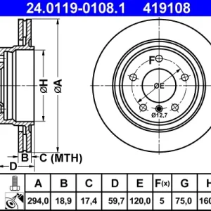 ATE 24.0119-0108.1 - Bremsscheibe Sonderangebot