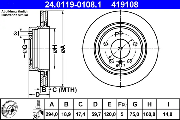 ATE 24.0119-0108.1 - Bremsscheibe Sonderangebot