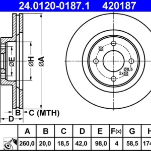 ATE 24.0120-0187.1 - Bremsscheibe Neu Im Sortiment