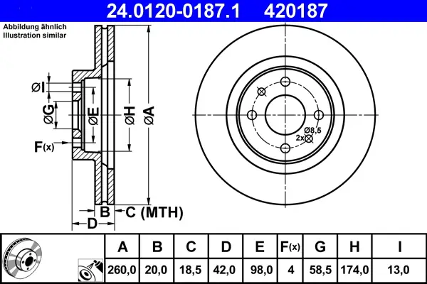 ATE 24.0120-0187.1 - Bremsscheibe Neu Im Sortiment