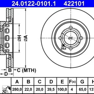 ATE 24.0122-0101.1 - Bremsscheibe Billig