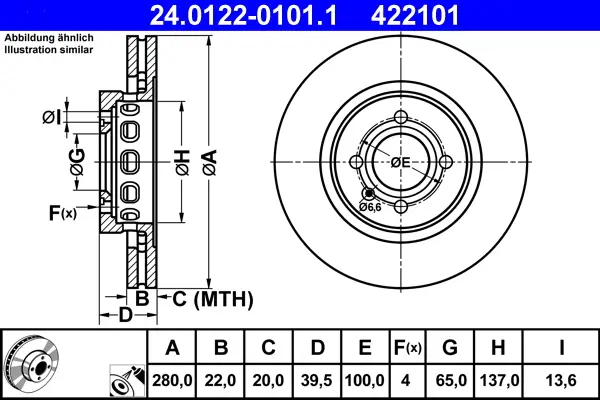ATE 24.0122-0101.1 - Bremsscheibe Billig