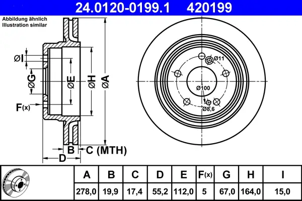 ATE 24.0120-0199.1 - Bremsscheibe Neuheit