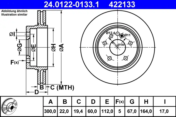 ATE 24.0122-0133.1 - Bremsscheibe Beliebt