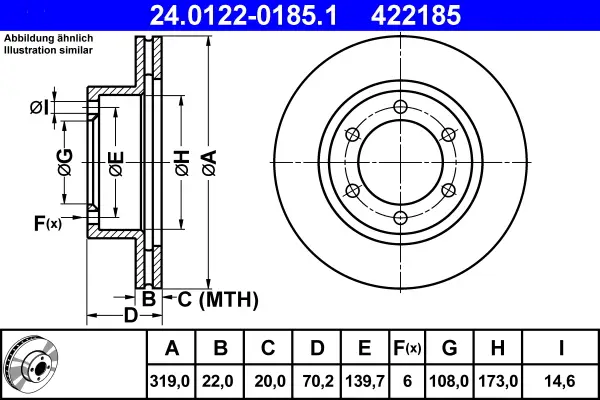 Neue Ware ATE 24.0122-0185.1 - Bremsscheibe