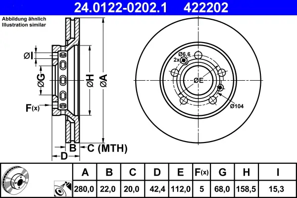 Geprüft ATE 24.0122-0202.1 - Bremsscheibe