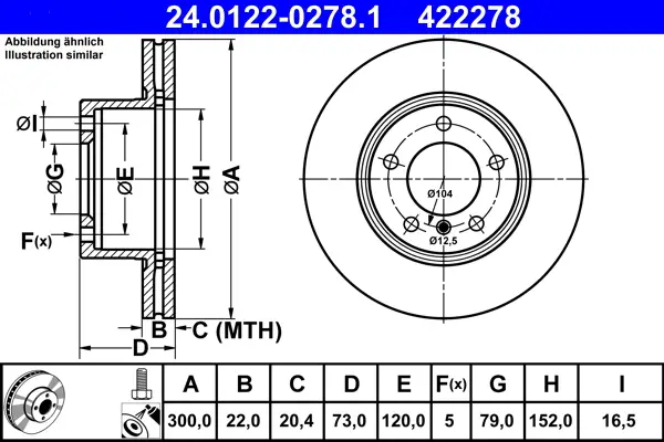 Echt ATE 24.0122-0278.1 - Bremsscheibe