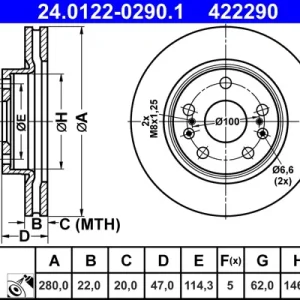 ATE 24.0122-0290.1 - Bremsscheibe Sichere Zahlung