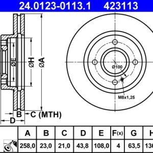 ATE 24.0123-0113.1 - Bremsscheibe Bestseller