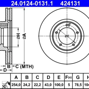 ATE 24.0124-0131.1 - Bremsscheibe Preis Gesenkt