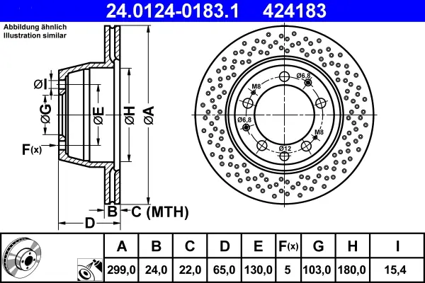 ATE 24.0124-0183.1 - Bremsscheibe Sichere Zahlung
