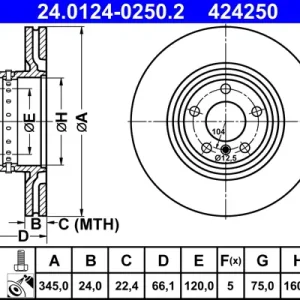 ATE 24.0124-0250.2 - Bremsscheibe Ausverkauf