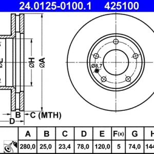 Abverkauf ATE 24.0125-0100.1 - Bremsscheibe