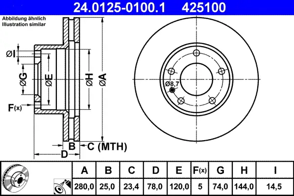 Abverkauf ATE 24.0125-0100.1 - Bremsscheibe