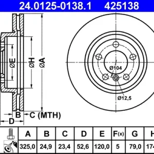 ATE 24.0125-0138.1 - Bremsscheibe Knallerangebot