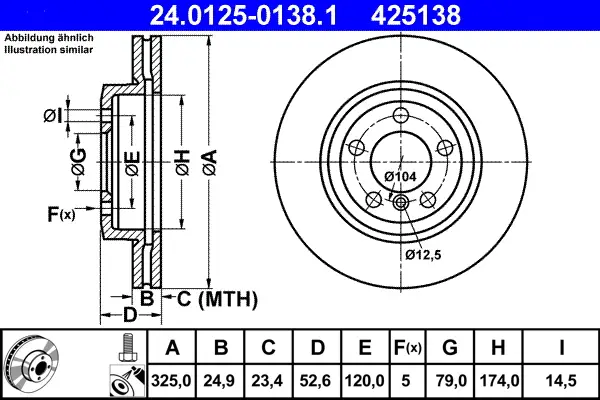 ATE 24.0125-0138.1 - Bremsscheibe Knallerangebot