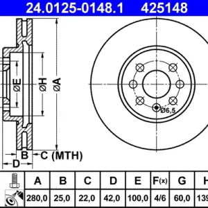 ATE 24.0125-0148.1 - Bremsscheibe Knallerangebot