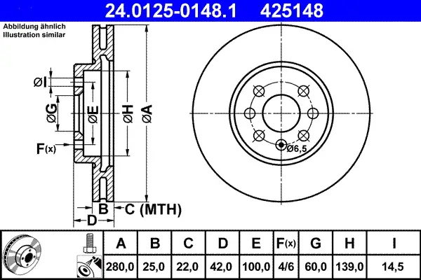 ATE 24.0125-0148.1 - Bremsscheibe Knallerangebot