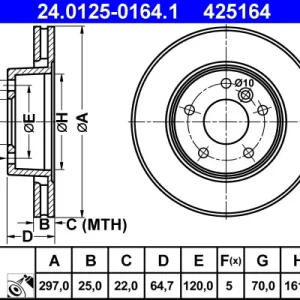 Preisknaller ATE 24.0125-0164.1 - Bremsscheibe