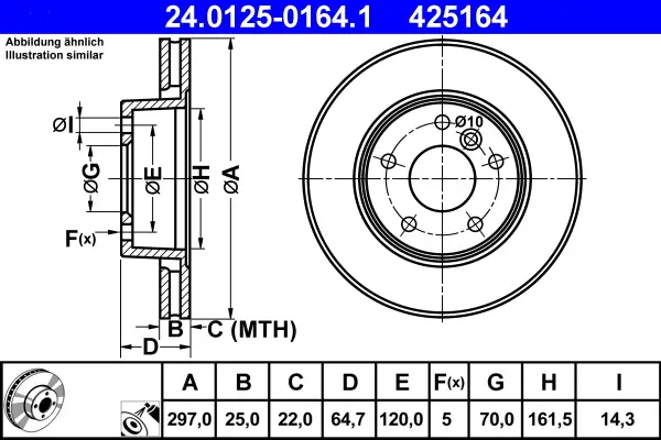Preisknaller ATE 24.0125-0164.1 - Bremsscheibe