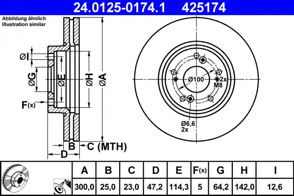 ATE 24.0125-0174.1 - Bremsscheibe Begrenztes Angebot
