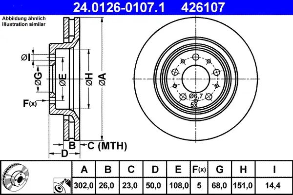 Bestseller ATE 24.0126-0107.1 - Bremsscheibe